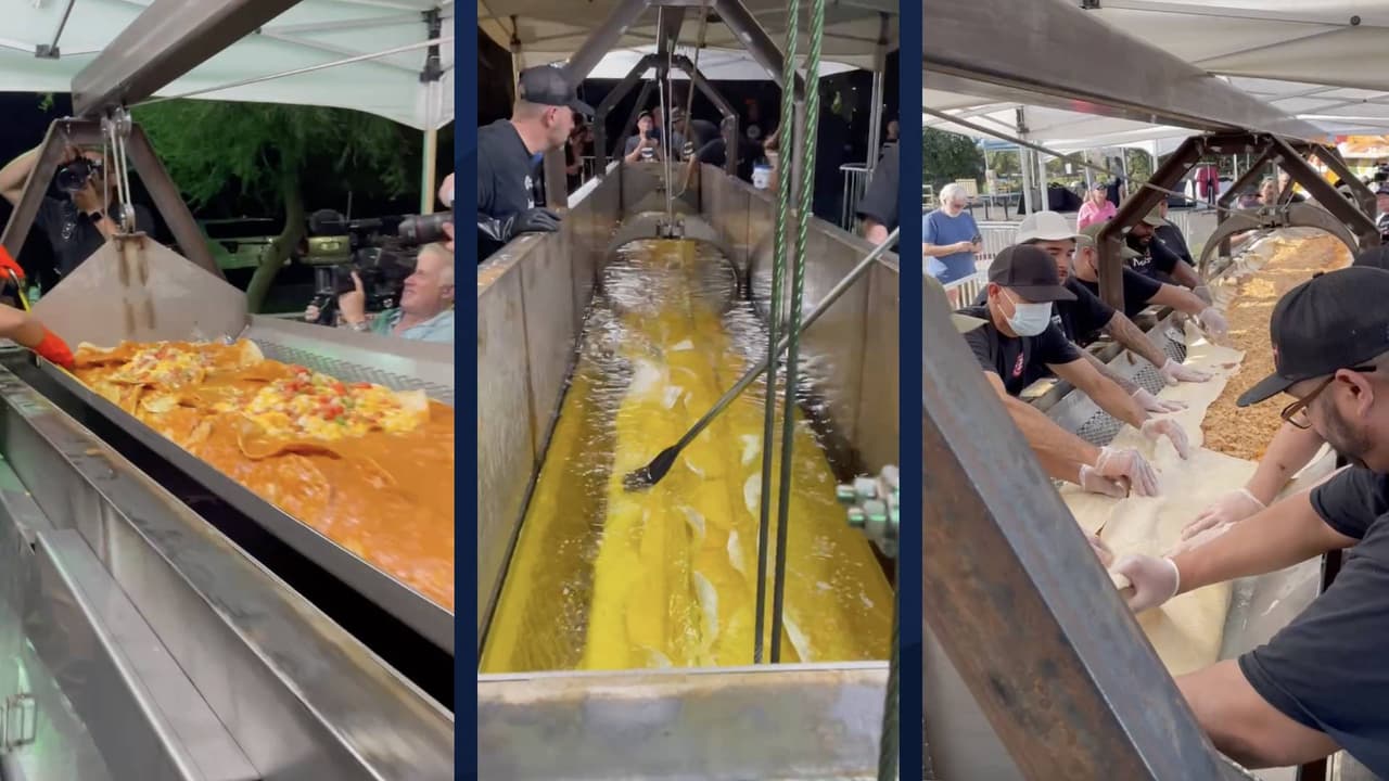 “
<i>¡LO HICIMOS! ¡<a href="https://www.facebook.com/macayosrestaurants/posts/10159436794547510" target="_blank">El sábado 25 de septiembre de 2021 nuestro equipo de Macayo rompió oficialmente el RÉCORD MUNDIAL GUINNESS por la Chimichanga más larga</a>! </i>”, publicó en Facebook el restaurante mexicano en
<a href="https://www.univision.com/temas/arizona">Ahwatukee, Arizona</a>.