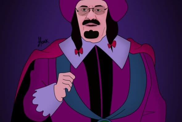 En esta imagen aparece el rey Abdullah de Arabia Saudita al estilo del Gobernador Ratcliffe de la película Pocahontas. Cortesía de Saint Hoax.