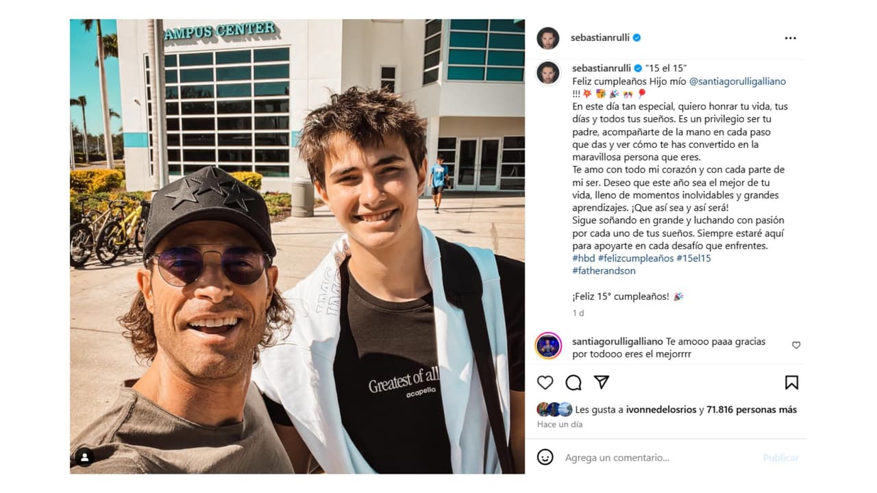 Así celebró Sebastián Rulli el cumpleaños de su hijo. Santiago cumplió 15 años.