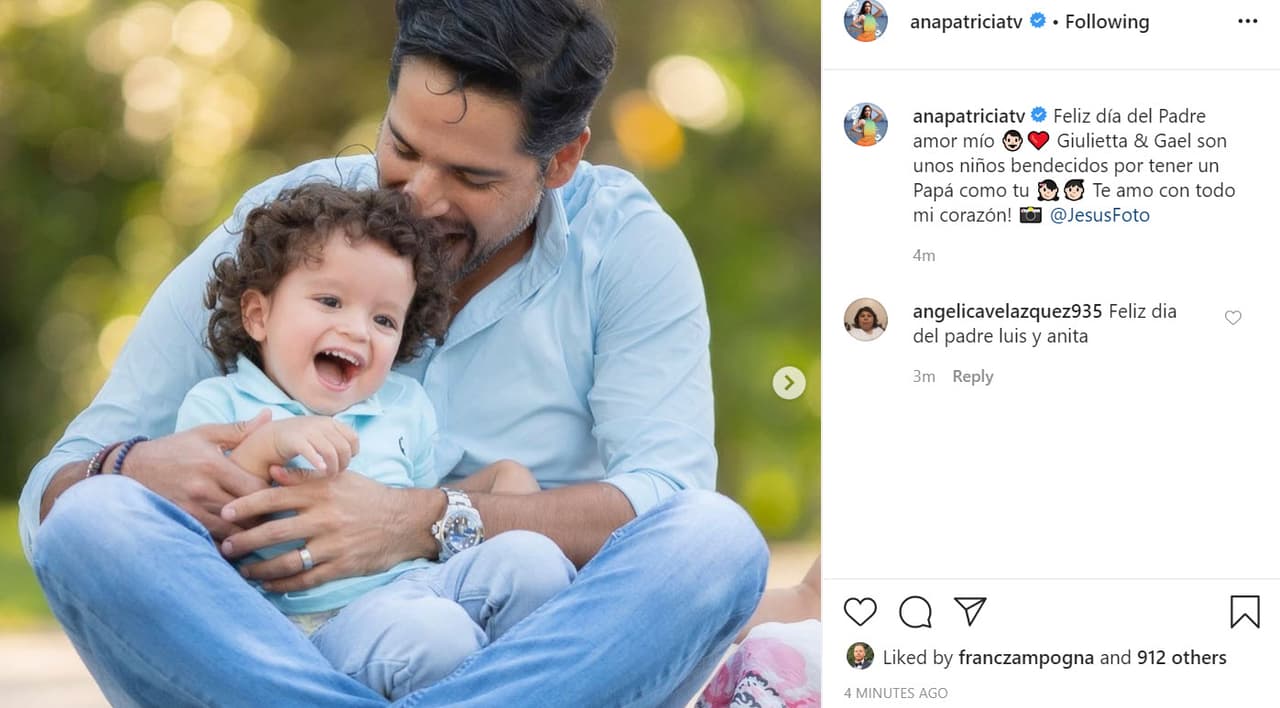 <b><a href="https://www.univision.com/famosos/senti-que-se-me-iba-a-morir-ana-patricia-relata-los-momentos-de-angustia-que-sufrio-con-la-famosa-honey-berry-video" target="_blank">Ana Patricia Gámez</a></b>
<a href="https://www.univision.com/famosos/senti-que-se-me-iba-a-morir-ana-patricia-relata-los-momentos-de-angustia-que-sufrio-con-la-famosa-honey-berry-video" target="_blank"> </a>festejó a su marido Luis Carlos Martínez con una serie de fotos en las que aparece con sus dos hijos: Giulietta y Gael.