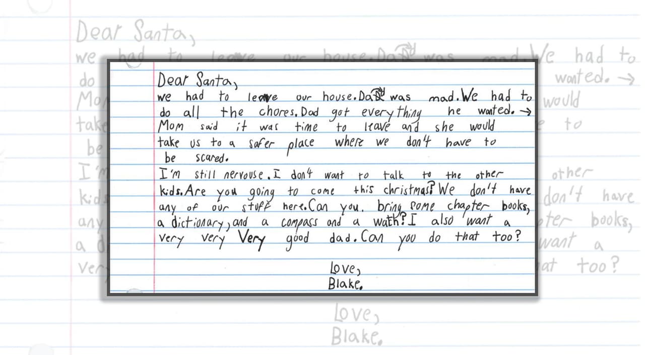 “Quiero un buen papá”, la desgarradora carta que un niño escribió a Santa en un refugio de violencia doméstica 