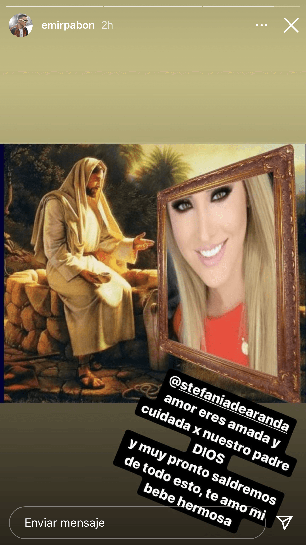 En sus historias, el cantante le dedicó también este mensaje a su esposa, llenándola de energía y ánimo.