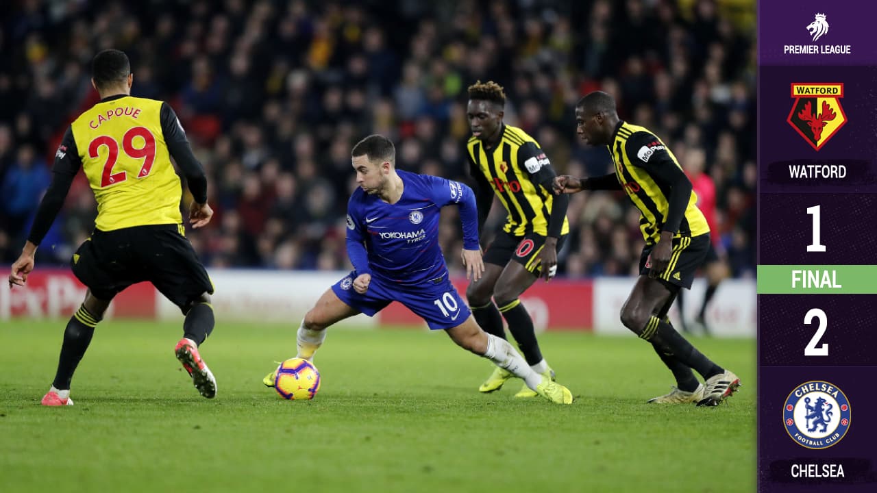 Eden Hazard fue la estrella nuevamente del Chelsea anotando los dos goles en la victoria sobre Watford.