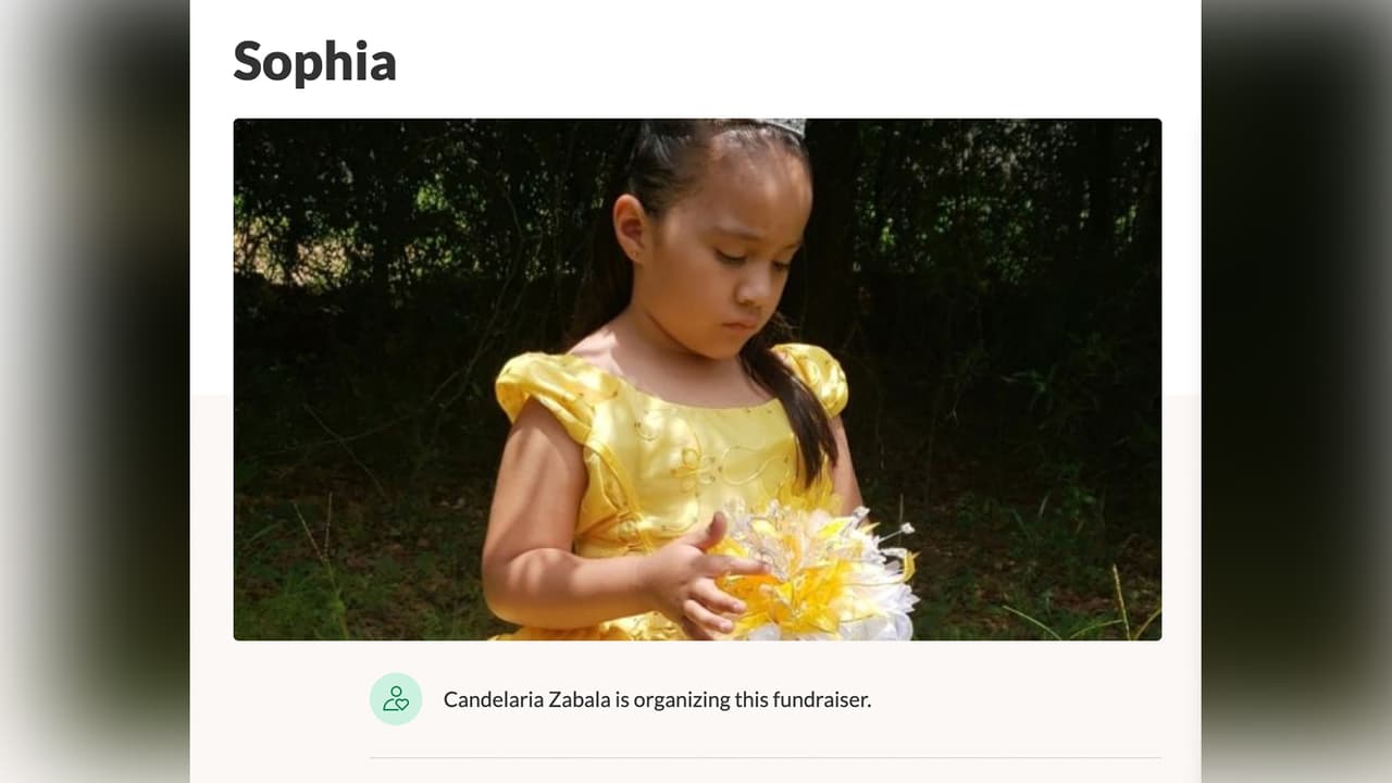 Se han organizado una serie de eventos en honor a la pequeña, rosarios y vigilias. Zabala habilitó una cuenta de GoFundMe para ayudar con los gastos funerarios y está a nombre de ‘Sophia’.
<br>