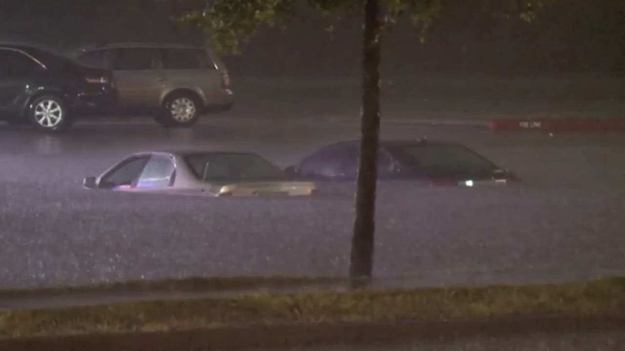 The streets of Houston are being turned into lagoons after hours of incessant rain.