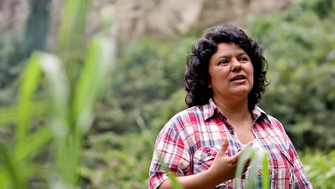 Berta Cáceres (1972 - 2016) organizó al pueblo Lenca de Honduras en defensa del medio ambiente para evitar la construcción de la represa hidroeléctrica Agua Zarca a través de una campaña exitosa que presionó al mayor constructor a nivel mundial de estas estructuras. En 2015 fue otorgada el Premio ambiental Goldman por su activismo, que aun bajo amenaza de muerte continuó hasta que en marzo de 2016 fue asesinada en su hogar. Conoce más sobre la historia de Berta 
<a href="https://www.univision.com/noticias/berta-caceres-morir-por-la-tierra-video" target="_blank">aquí</a>.