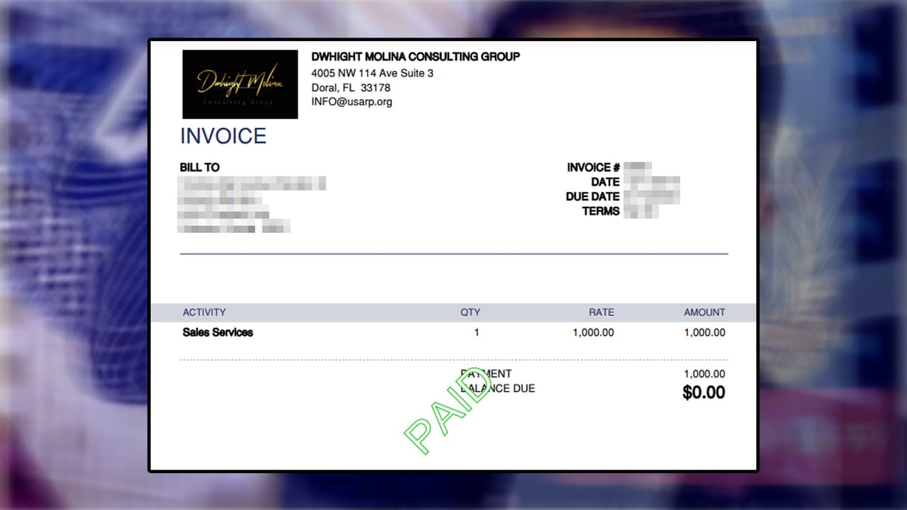 Personas entrevistadas por 
<i>Univision 32</i> compartieron presuntos recibos de pago hechos a Molina y su empresa.