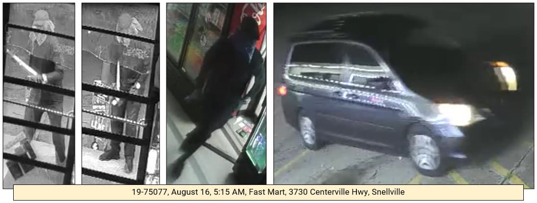 Dos días después, el 16 de agosto, el robo se llevó a cabo en el Fast Mart del 3730 de Centerville Highway, en Snellville.