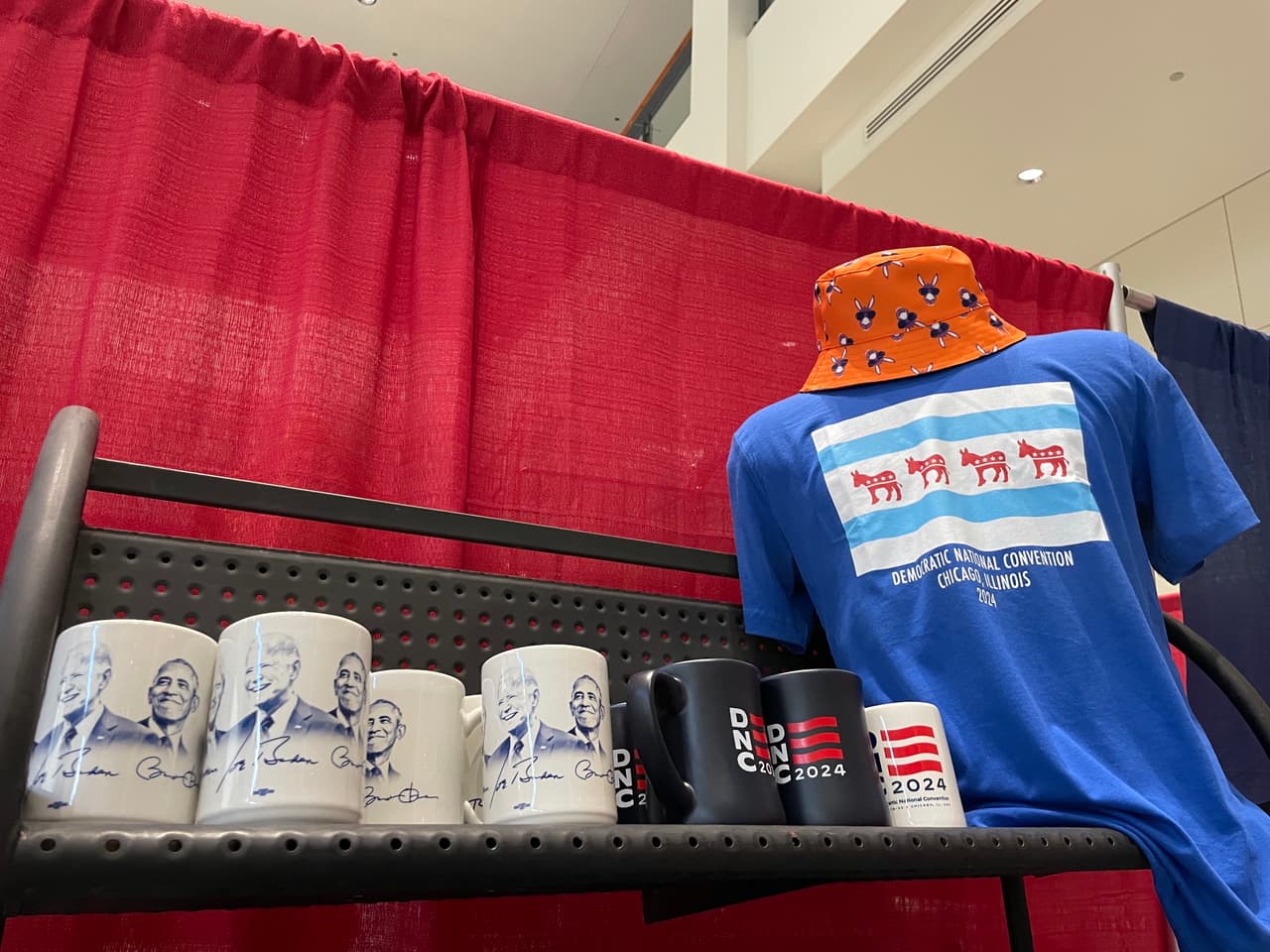 Un gorro de playa, pero no cualquier gorro... uno con caritas de burrro, el logo de los demóctatas.