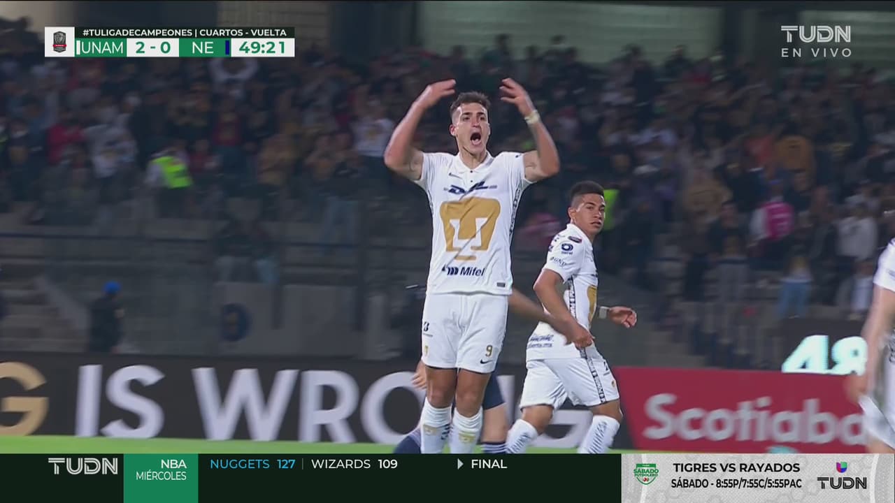 ¡Crece la esperanza! Dinenno hace doblete y el 2-0 de Pumas