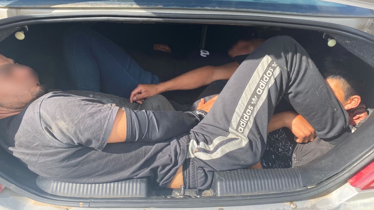 La Patrulla Fronteriza tuiteó la foto de un grupo de indocumentados dentro del baul de un vehículo y en el texto se lee: El maletero de un automóvil compacto no es lugar para un humano, ¡y mucho menos para cuatro!. Agentes en el puesto de control de inmigración de la I-19 descubrieron a cuatro migrantes ocultos en el maletero tras una alerta de uno de los perros entrenados K9. El conductor, un ciudadano estadounidense no mostró respeto por la vida humana y enfrenta un proceso judicial, indica el tuit.