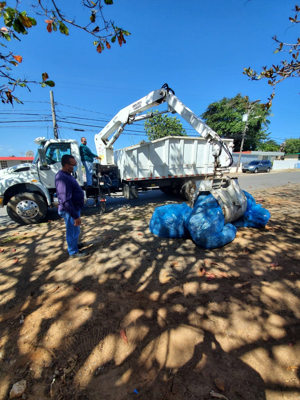 Además, limpieza de la entrada de la comunidad.