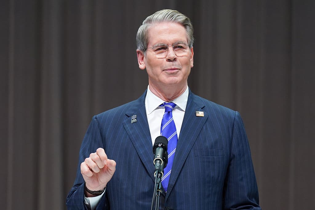 OSAKA, JAPAN - JULY 19: U.S. Treasury Secretary Scott Bessent speaks during a ceremony for U.S. National Day at the World Expo 2025 on July 19, 2025, in Osaka, Japan. Bessent is leading a presidential delegation to the Expo as President Donald Trump has announced a 25 percent tariff on Japanese goods starting next month, unless a trade deal is reached between Japan and the U.S. (Photo by Tomohiro Ohsumi/Getty Images)