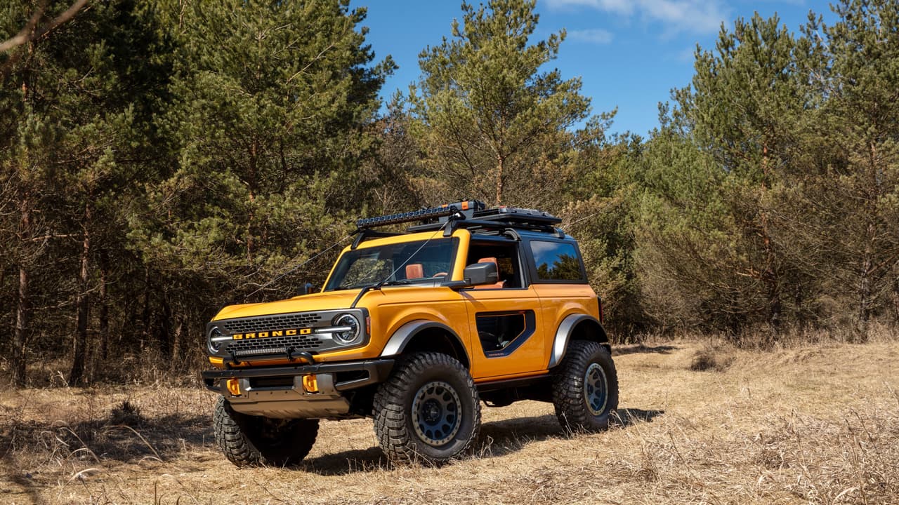 With more than 200 factory-backed accessories available at launch, this 2021 Bronco two-door prototype shows how owners can personalize their SUV to get more out of their outdoor experiences. (Aftermarket accessories shown not available for sale. Prototype not representative of production vehicle.)