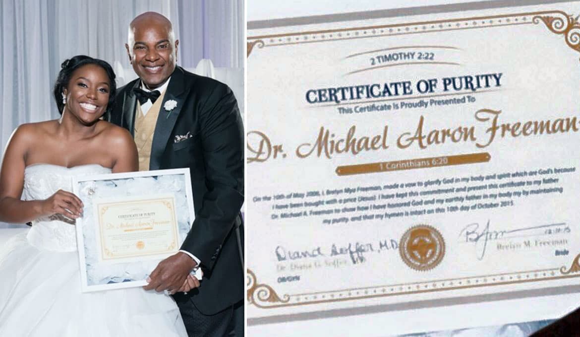 Novia "virgen" muestra a su padre "Certificado de Pureza" y redes sociales se alborotan