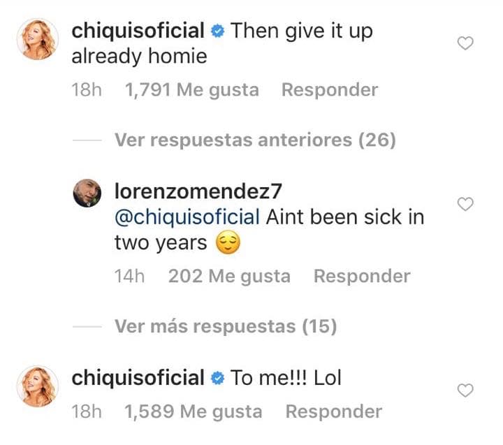 "Ríndete hommie", fue la invitación pícara de Chiquis, insinuando que ya era hora de que Lorenzo buscara su dosis de 'salud' con ella.