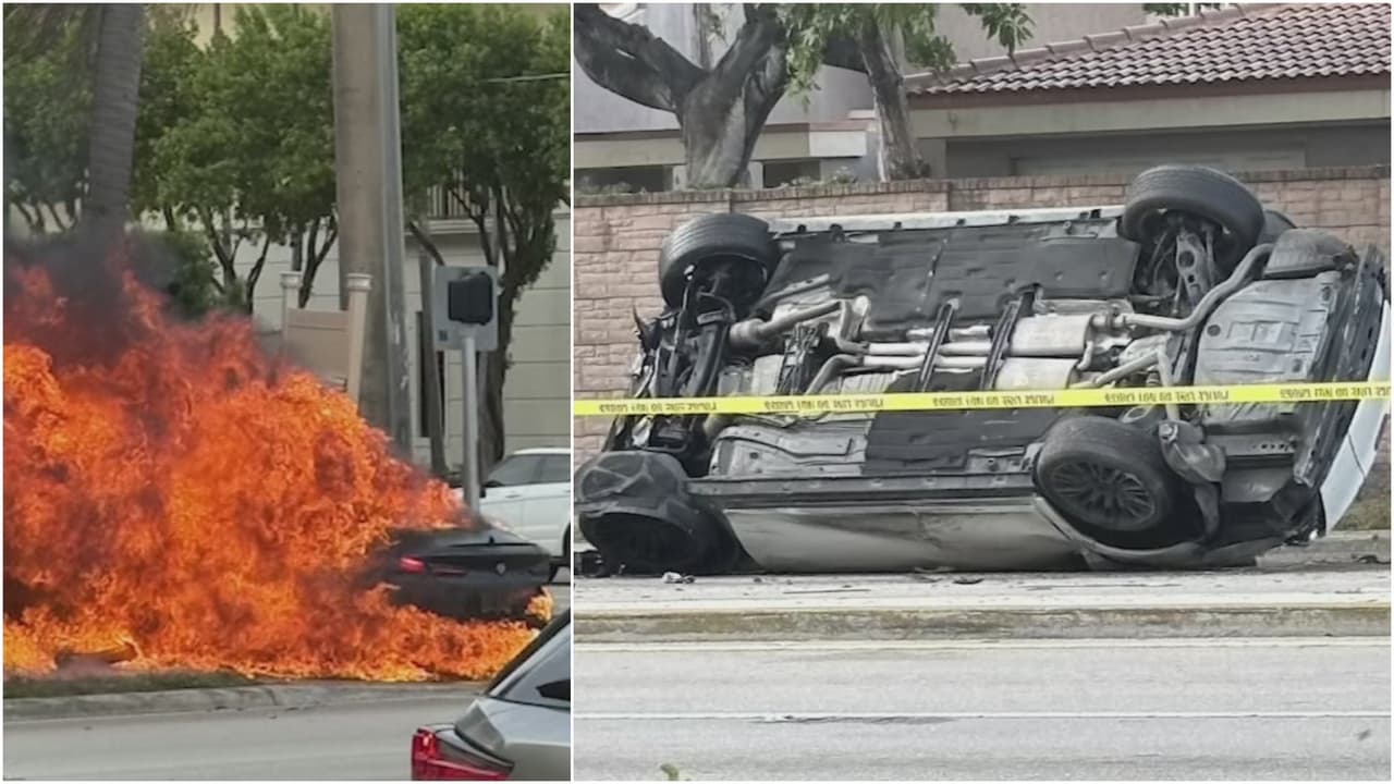 Accidente de tránsito deja un muerto y un auto incinerado en la ciudad de Hollywood: esto se sabe