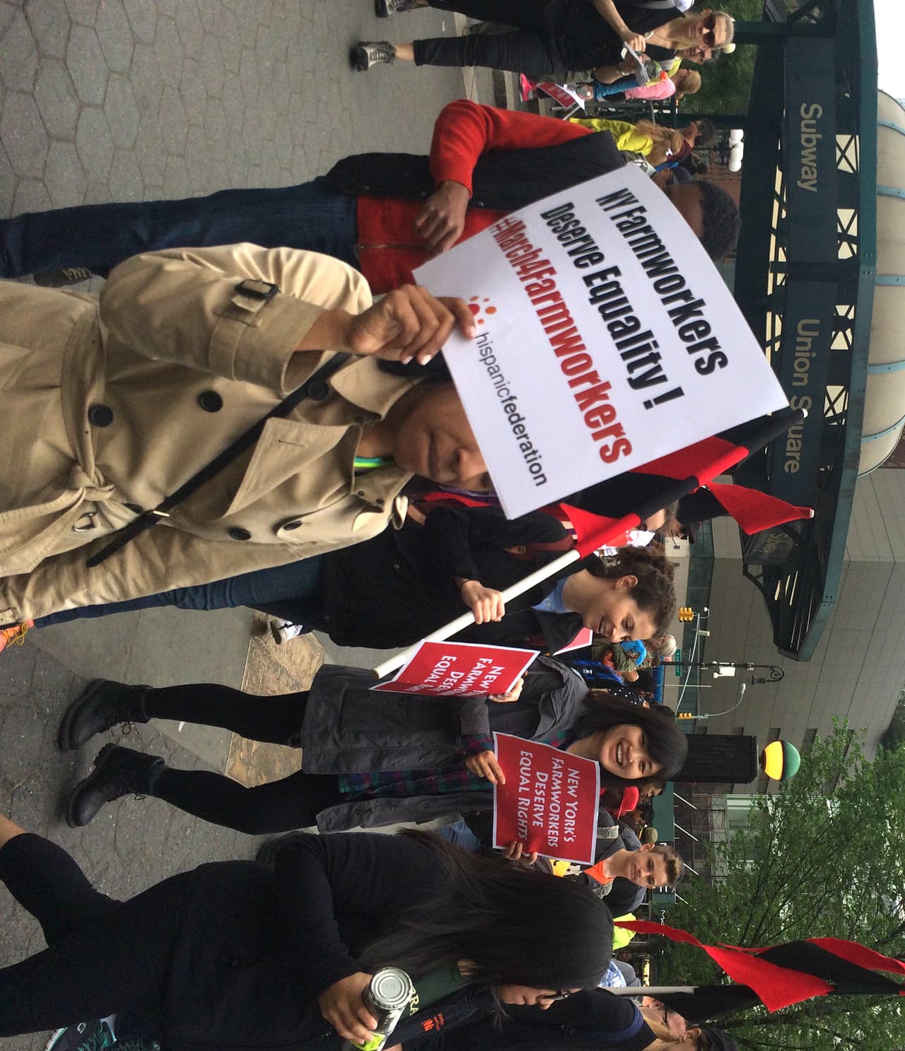 La marcha en Union Square es parte de un calendario de protestas de 18 días.