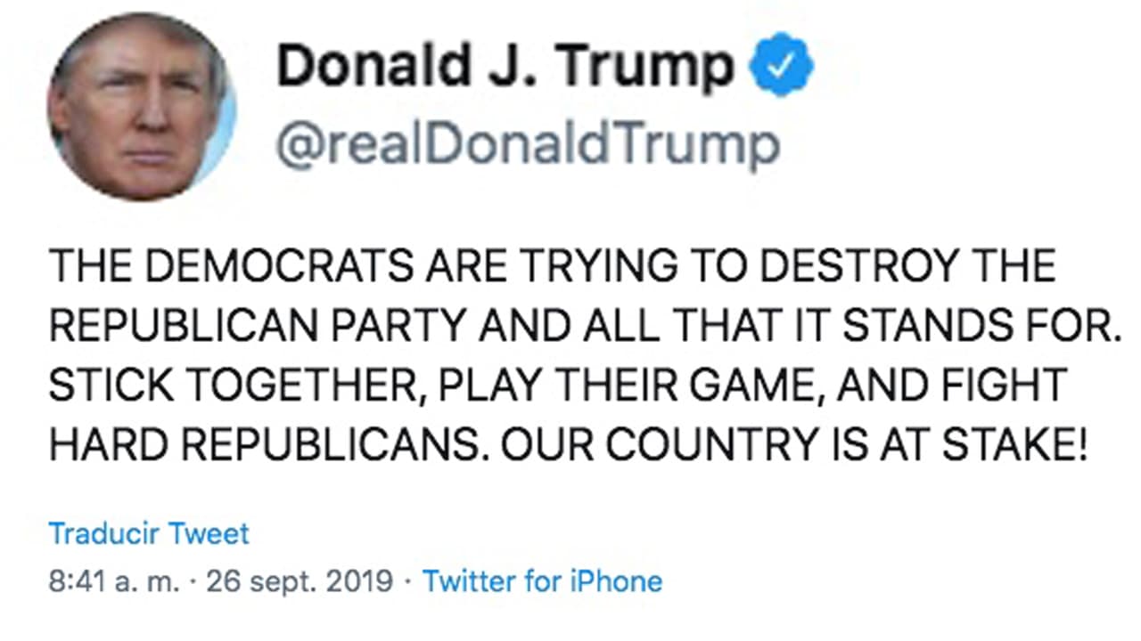 Trump llama a los republicanos a la guerra total en medio del escándalo de su llamada al presidente de Ucrania