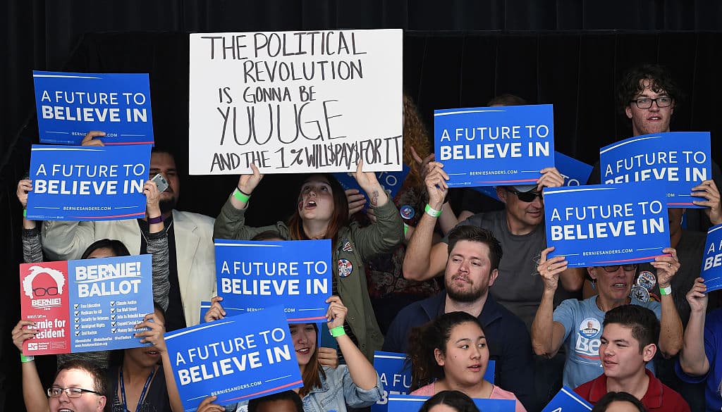 Partidarios de Bernie Sanders en Nueva York