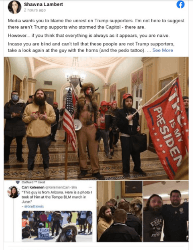 Captura de pantalla tomada de Facebook el 6 de enero de 2021.