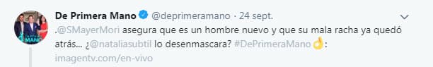 Natalia Subtil una vez más expresó su molestia después de que vio una entrevista, del programa De primera mano, en la que Sergio Mayer Mori aseguró que siempre ha estado pendiente de Mila: "Yo estuve todos los meses de mi hija", aseguró el modelo.