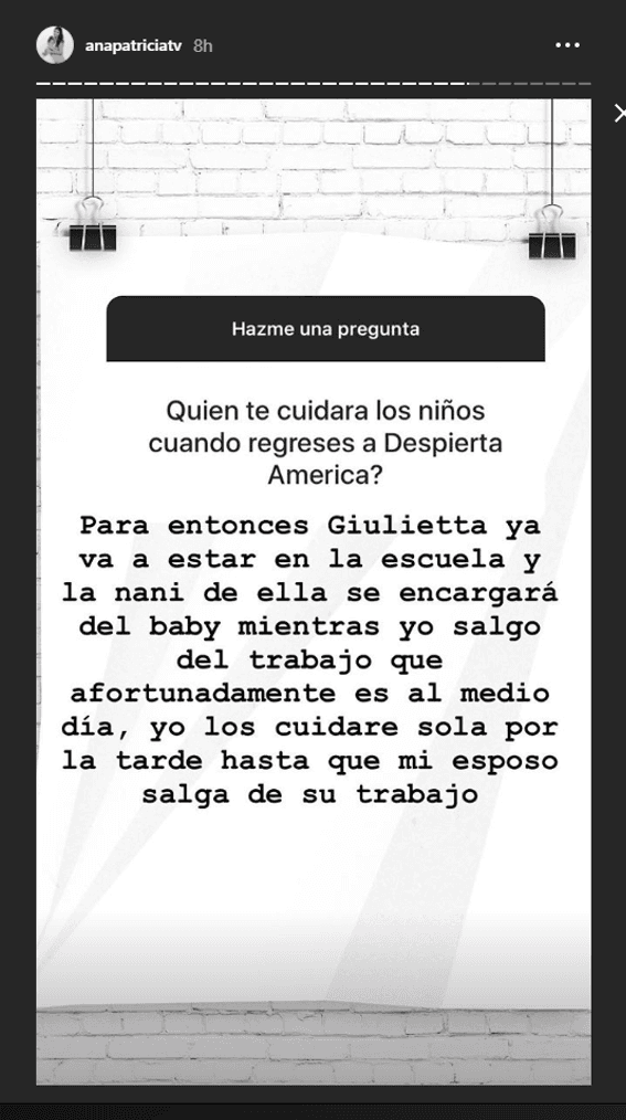 La conductora respondió a preguntas de sus seguidores en Instagram.