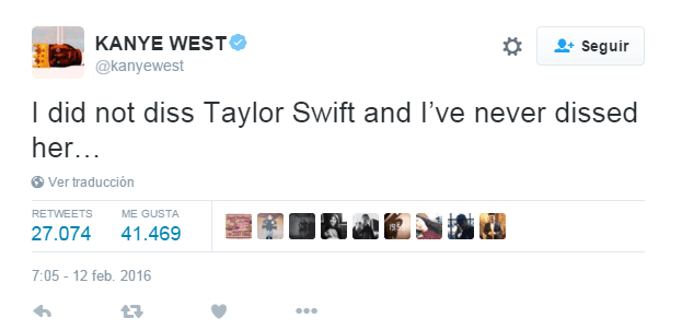 "Yo nunca le falté al respeto a Taylor y nunca se lo faltaría".