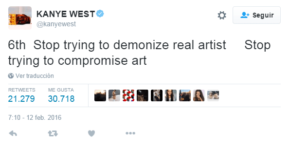 Sexto. Paren de tratar de satanizar a un artista real. Dejen de tratar de comprometer al arte.