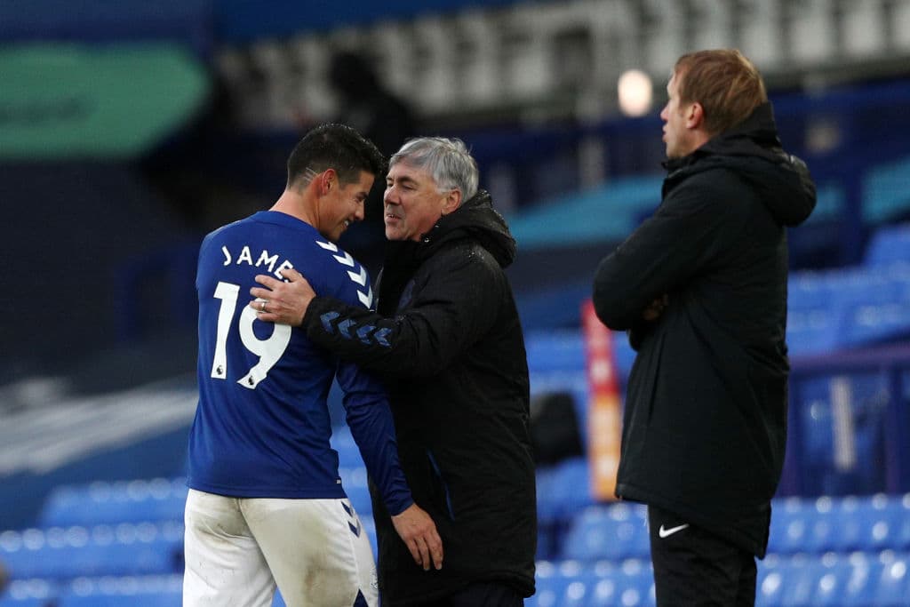 Everton 4-2 Brighton | Calvert-Lewin (16’) abrió el marcador y Maupay (41’) marcó el empate. Yerry Mina (45+2’) recuperó la ventaja. James Rodríguez hizo doblete (52’, 70’) y Bissouma (90+2’) descontaba para el 4-2 final.