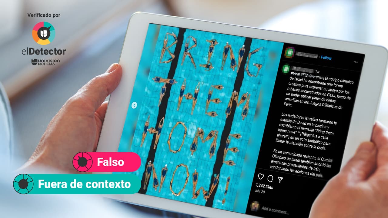 Esa imagen no muestra al “equipo olímpico” de Israel formando una frase en el agua: está fuera de contexto