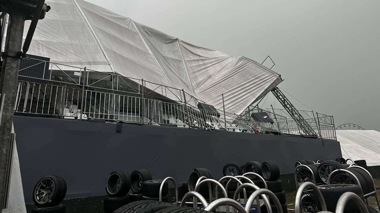 Temporal en Interlagos vuela los techos de las gradas y genera susto