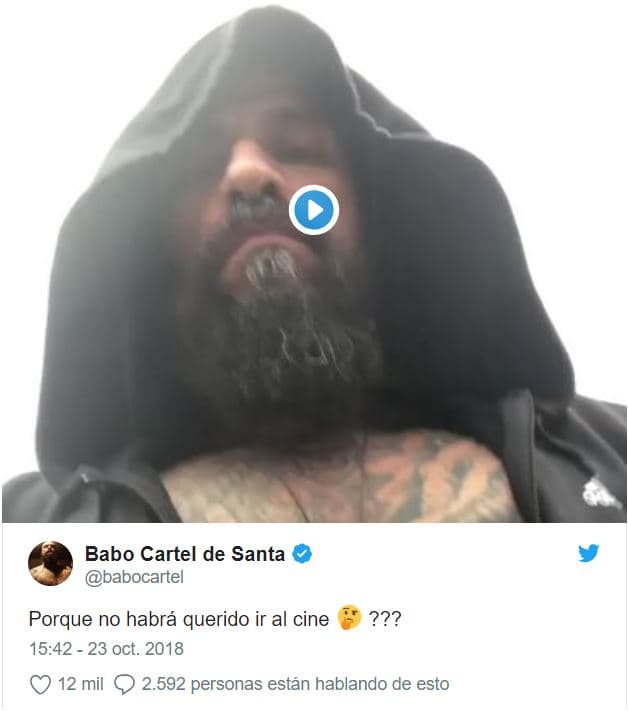 El pasado 23 de octubre de 2018, Babo compartió una duda por redes: 
<b>¿Por qué no habrá querido ir al cine?</b>.