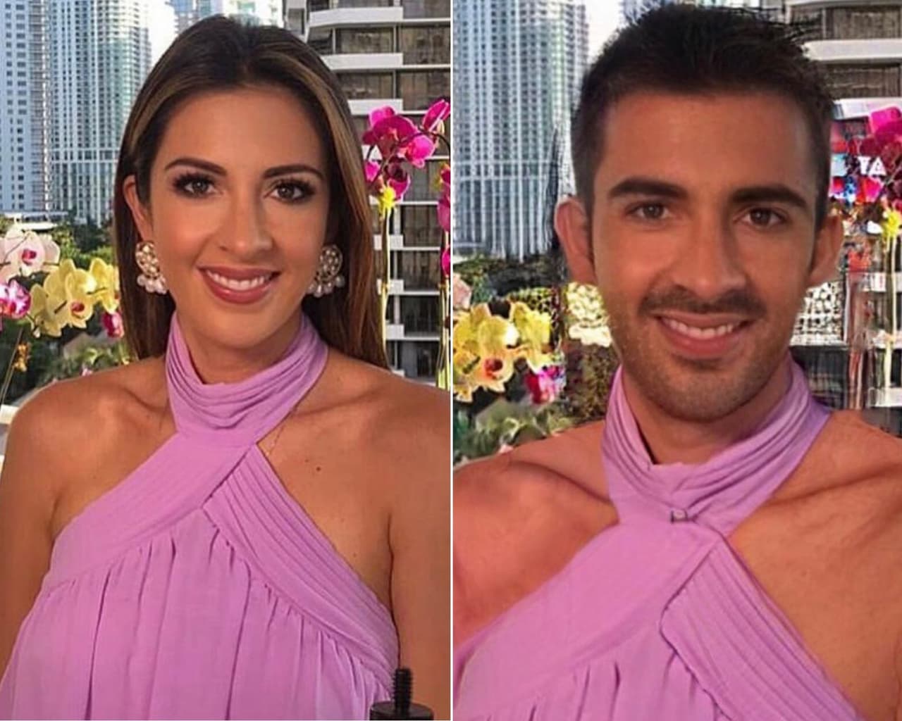 Maity Interiano no se escapó, aunque su yo masculino lució muy coqueto con la blusa cuello 'halter'.