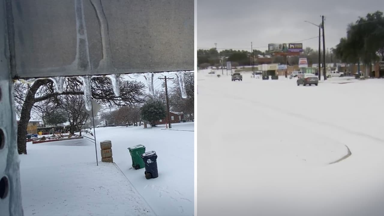 El norte de Texas se vistió de blanco este jueves tras la llegada de la nieve.
<br>