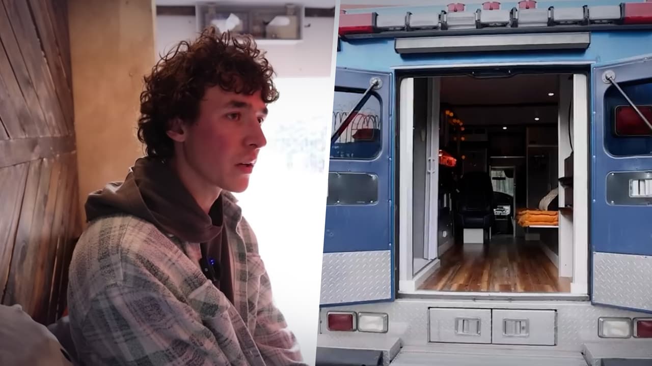 Joven aspirante a actor decidió liberarse del costo de la renta y compró una ambulancia en una subasta. Le costó $5,000, más los gastos por renovarla. Mira cómo le quedó su original vivienda.