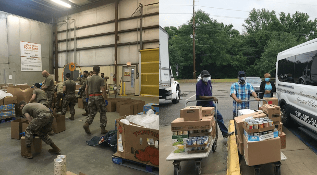 Donan alimentos a familias afectadas por la crisis del coronavirus en Fayetteville