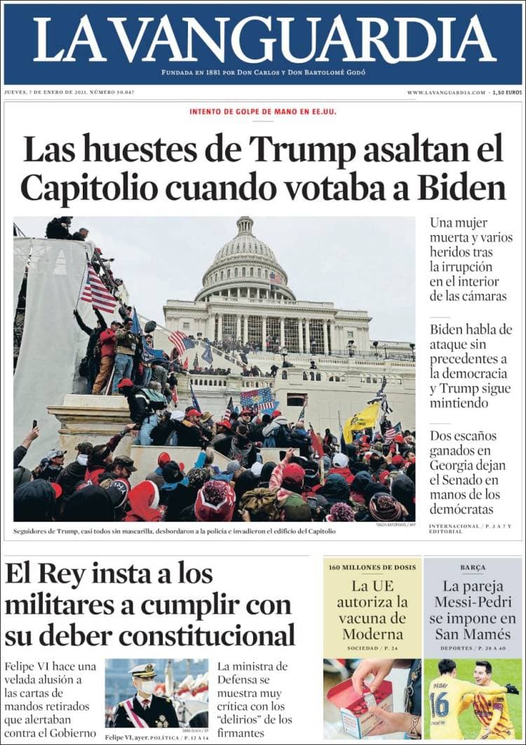 <h3 class="cms-H3-H3">'Las huestes de Trump asaltan el Capitolio cuando votaba a Biden'.</h3>