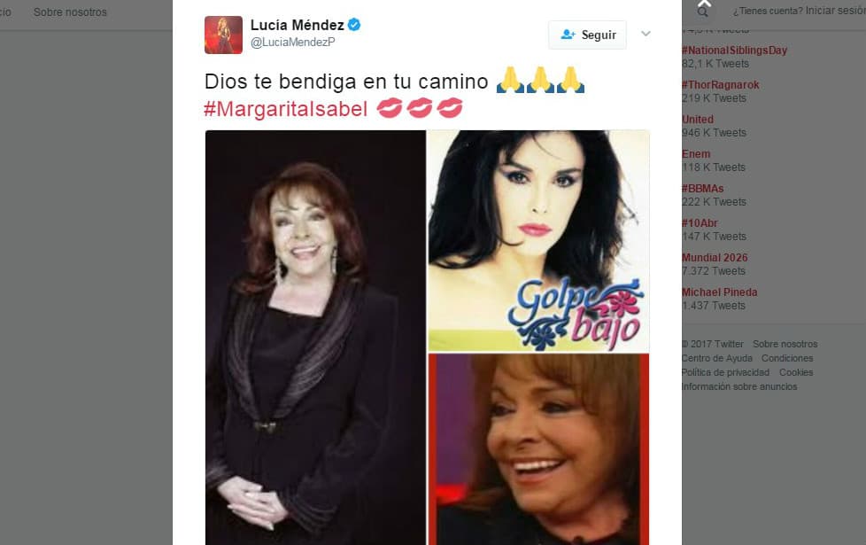Y con este collage de imágenes quiso despedir a esta primera actriz.