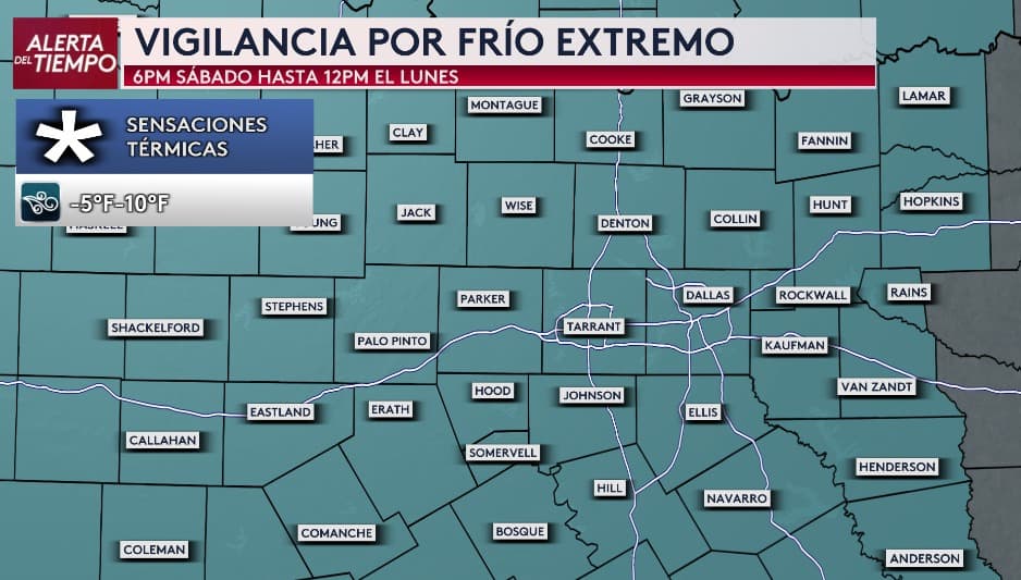 Vigilancia por frío extremo en el norte de Texas.