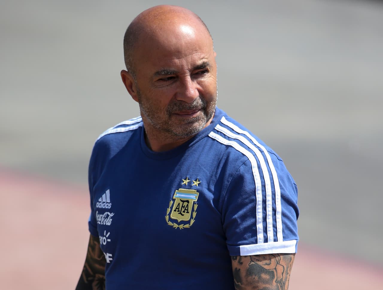 BRONNITSY, RUSSIA - JUNE 27: Jorge Sampaoli coach of Argentina arrives prior a training session at Stadium of Syroyezhkin sports school on June 27, 2018 in Bronnitsy, Russia. (Photo by Gabriel Rossi/Getty Images)