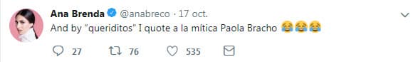 Demostró que es una conocedora de Paola Bracho, la villana de la historia, pues citó una de sus más famosas frases.