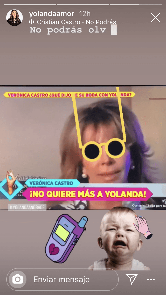 Dos horas después publicó esta fotografía en la que se escucha la canción 'No podrás' de Cristian Castro.