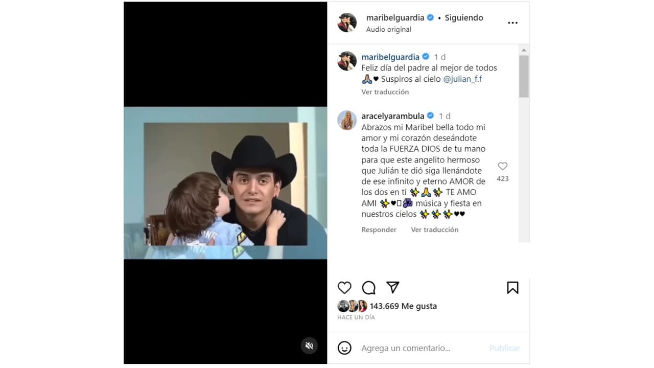 Maribel Guardia honró a su hijo Julián Figueroa el Día del Padre.