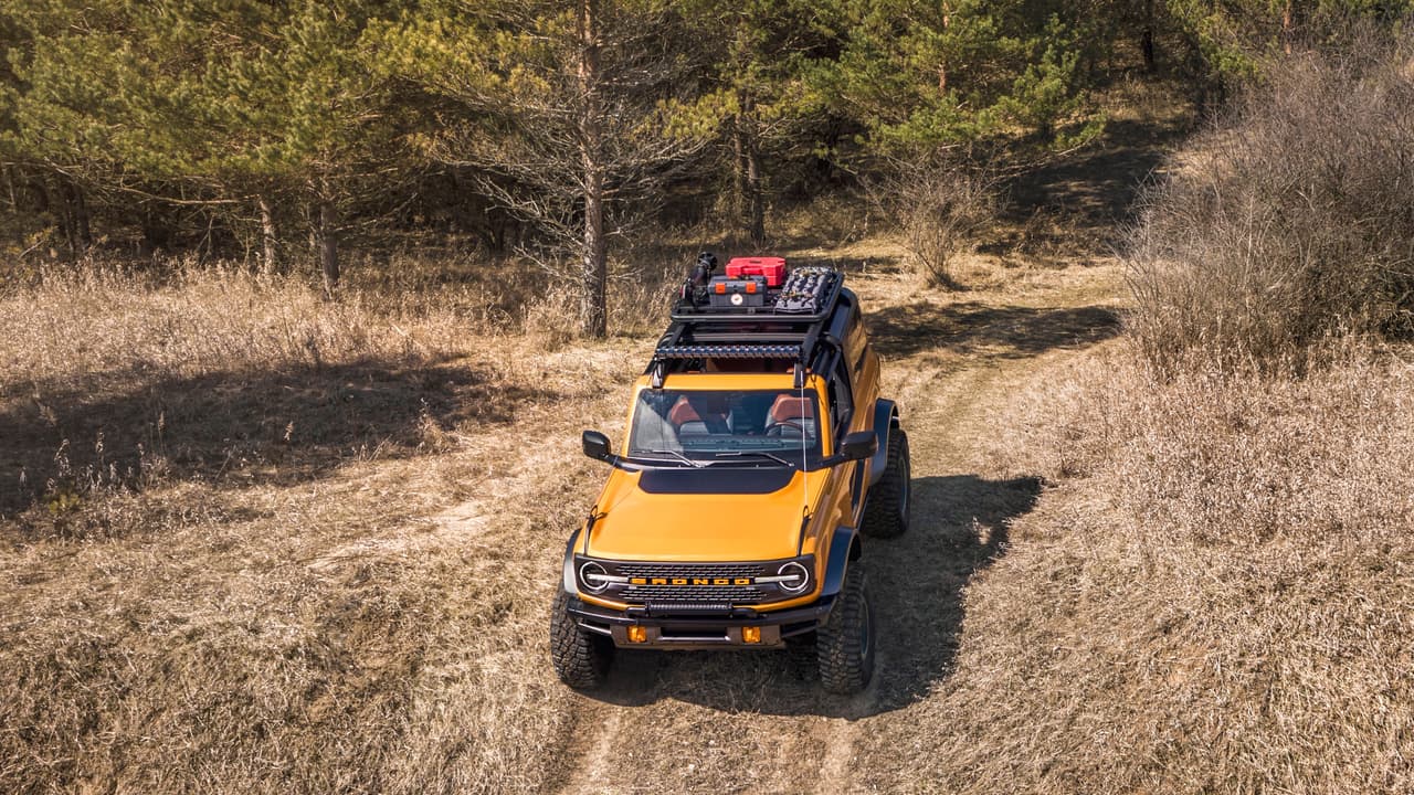 With more than 200 factory-backed accessories available at launch, this 2021 Bronco two-door prototype shows how owners can personalize their SUV to get more out of their outdoor experiences. (Aftermarket accessories shown not available for sale. Prototype not representative of production vehicle.)