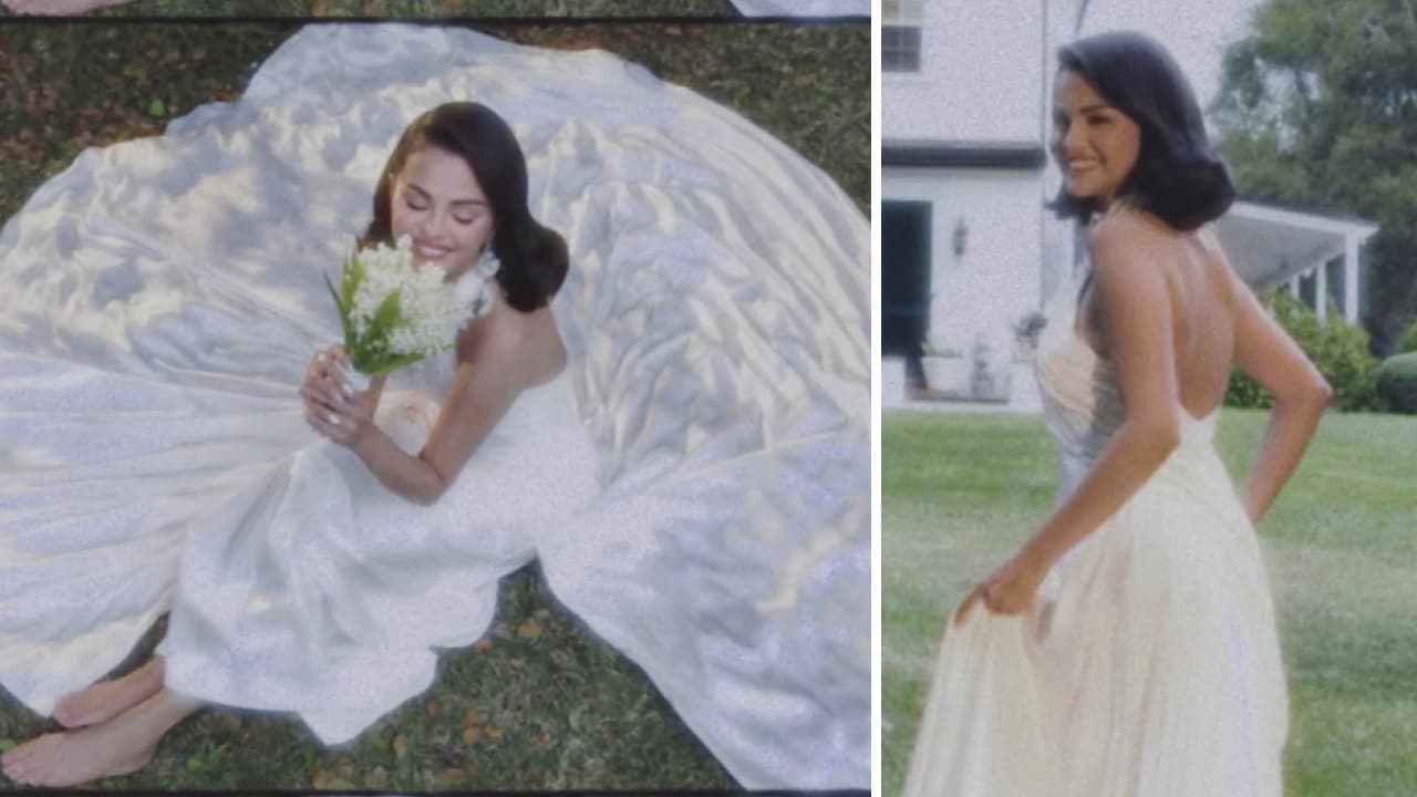 El vestido de novia de Selena Gómez.