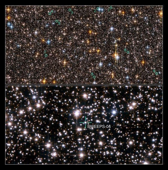 Dos imágenes de la mitad del campo de vista del telescopio espacial Hubble.