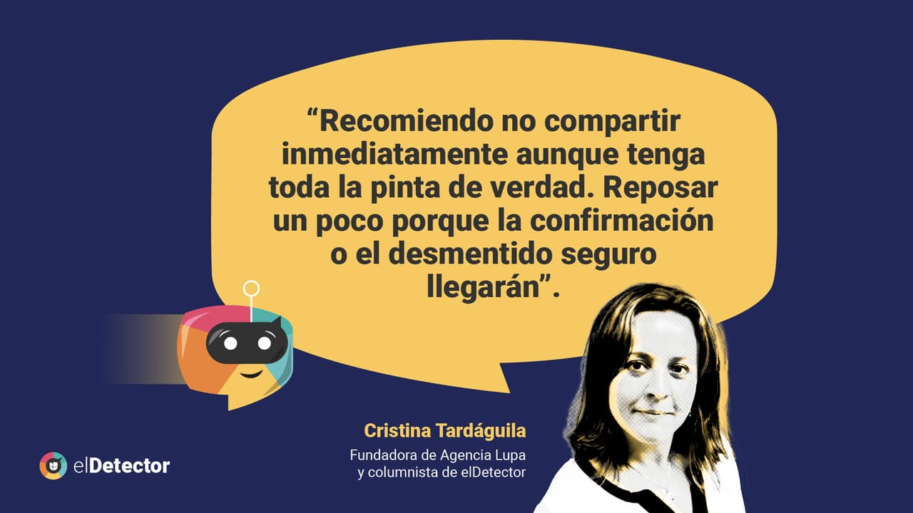 Tómate un tiempo antes de compartir cualquier texto, audio, video o imagen que te llegó.