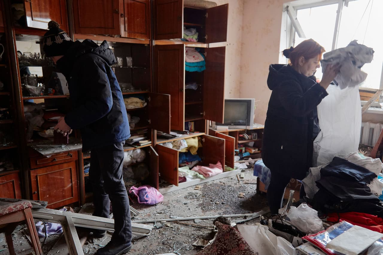 Apartamento en Kiev tras el impacto de un misil ruso.