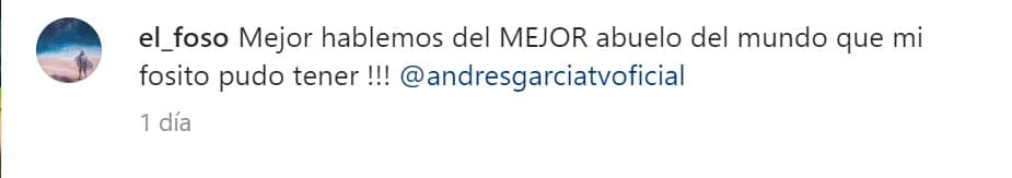 "¡Mejor hablemos del
<b>mejor abuelo del mundo</b> que mi ‘Fosito’ pudo tener", escribió el hijastro del actor, quien suele tener un bajo perfil en medios y rara vez sale a dar entrevistas.
<br>